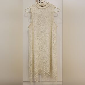 Fire Los Angeles White mock collar tank dress